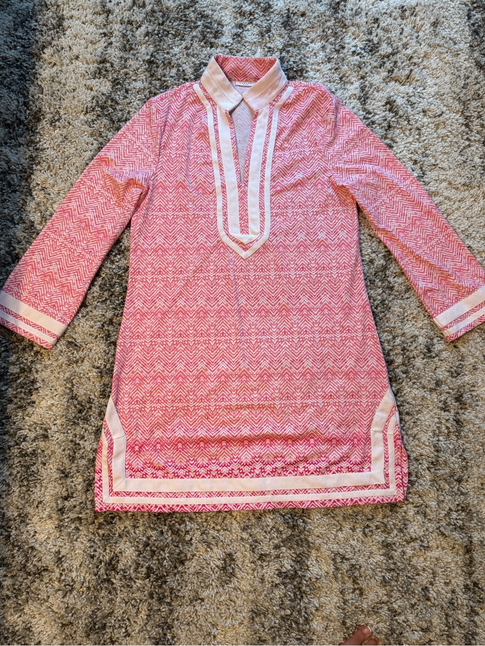 Cabana life Women’s  Chevron Tunic Dress with White Trim